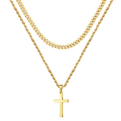 Yooblue Cross Necklace for Men, Gold Black Silver Mens Cross Necklaces Stainless Steel Cross Pendant Necklace Simple Jewelry Gifts Cross Chain Necklace for Men 18in/20in